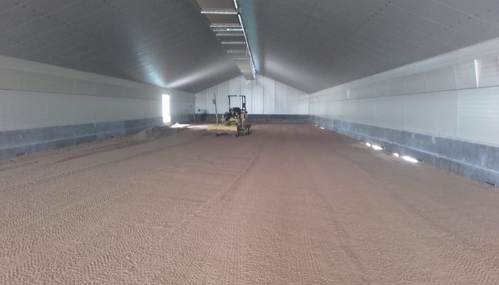 Terrassement dans un batiment de volailles